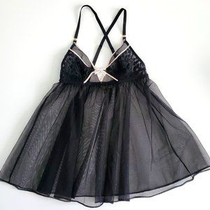 Victoria's Secret Women's Size XS Black Lace Mesh Babydoll Camisole